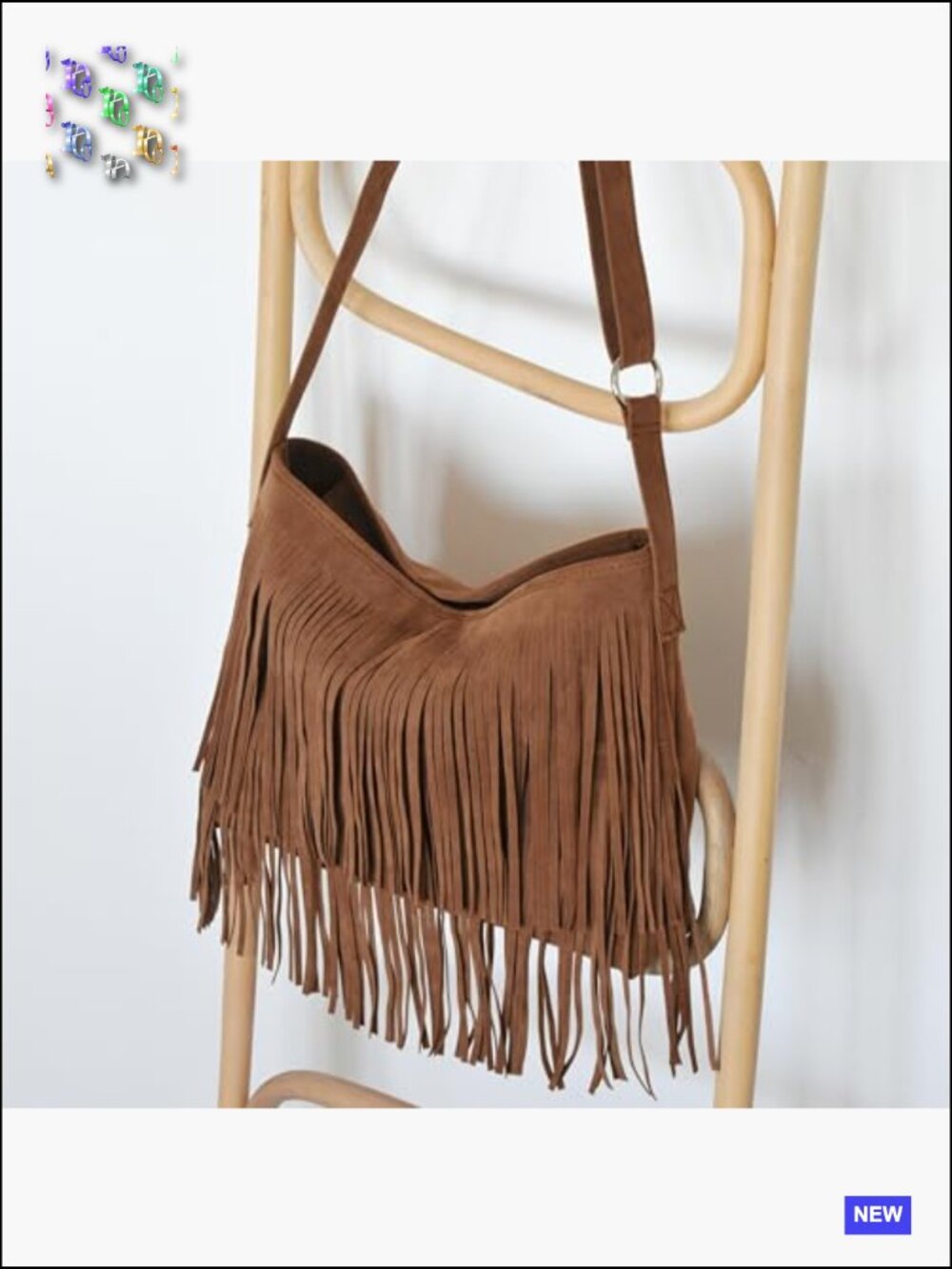Faux Suede Hobo Crossbody Bag Tassel Detail Adjustable Strap Casual Chic - Picture 4 of 6